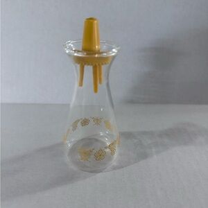 Glass Cruet with Yellow Floral Print and Pour Spout